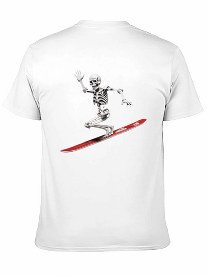 Skeleton Surfing Graphic Tee - Black Casual T-Shirt