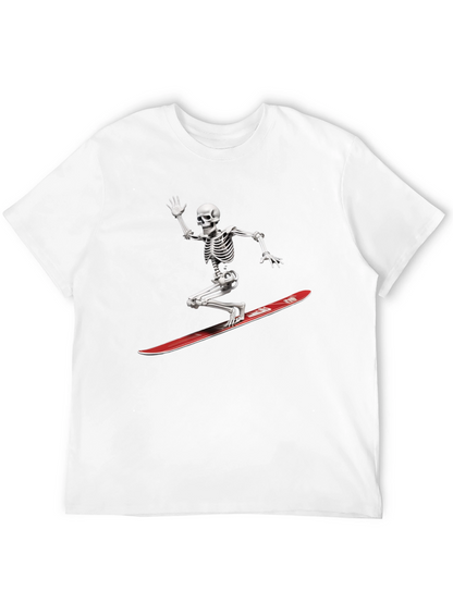 Skeleton Surfing Graphic Tee - Black Casual T-Shirt