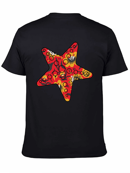 Star Print Black Crew Neck T-Shirt