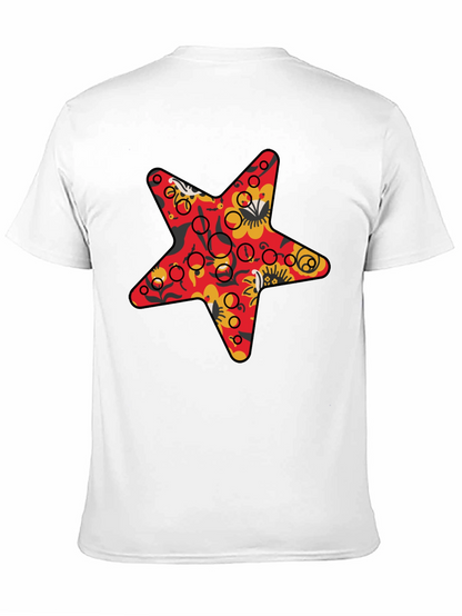 Star Print Black Crew Neck T-Shirt