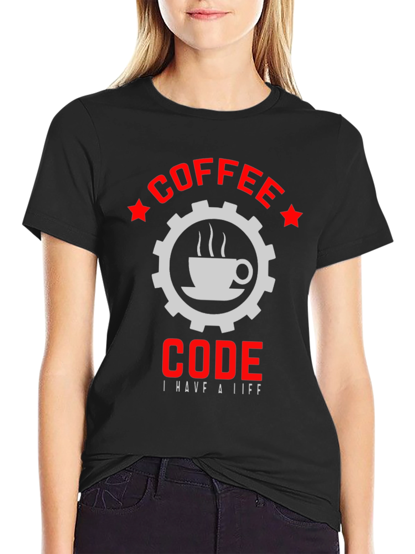 Coffee Code Graphic T-Shirt - Black
