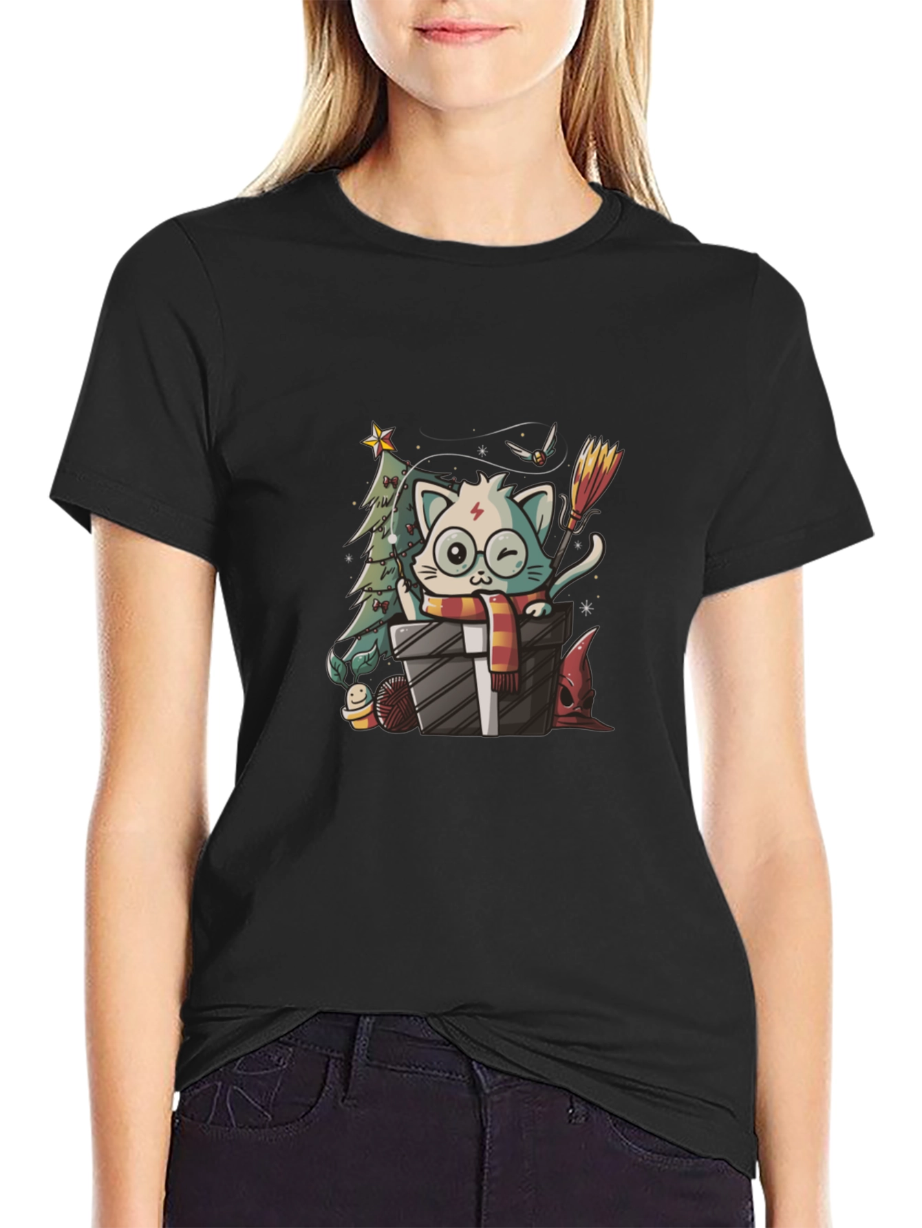 Harry Potter Christmas Cat T-Shirt