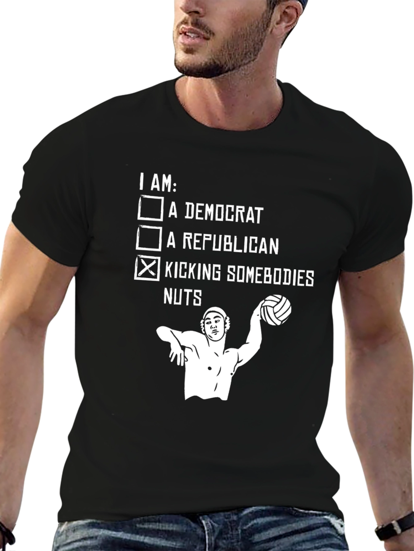 Political Humor Graphic Tee - Kicking Somebodies Nuts
