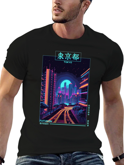 Tokyo Cityscape T-Shirt - Neon Futurism Design