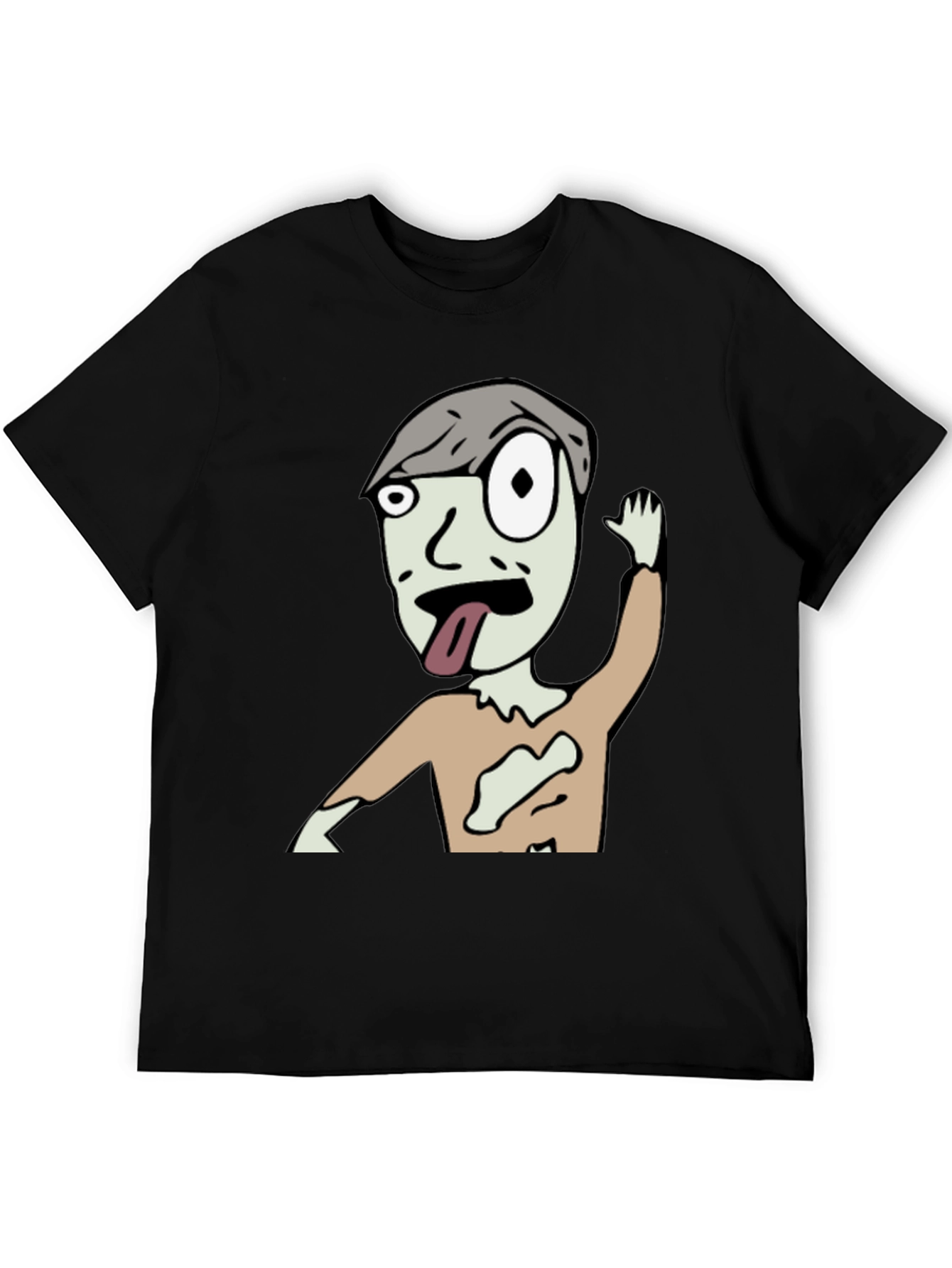 Zombie Cartoon Graphic Black T-Shirt