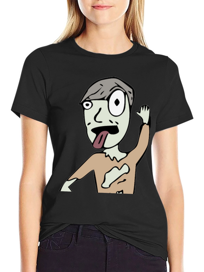 Zombie Cartoon Graphic Black T-Shirt