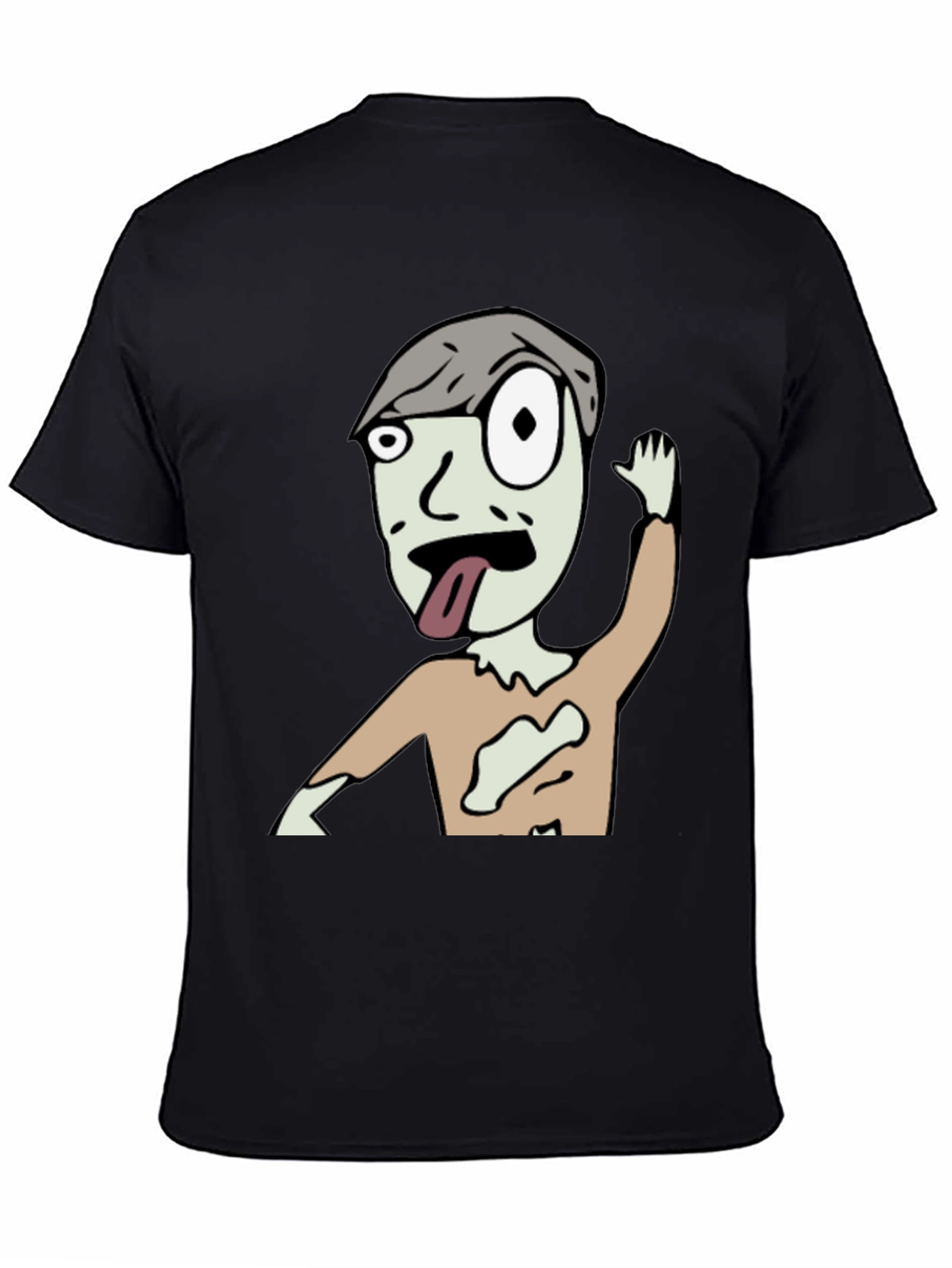 Zombie Cartoon Graphic Black T-Shirt