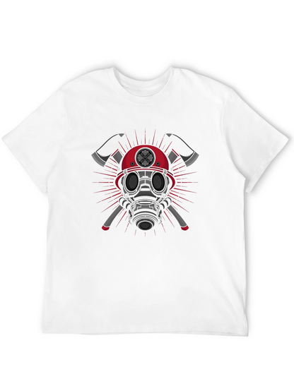 Firefighter Graphic T-Shirt - Axes & Mask Design