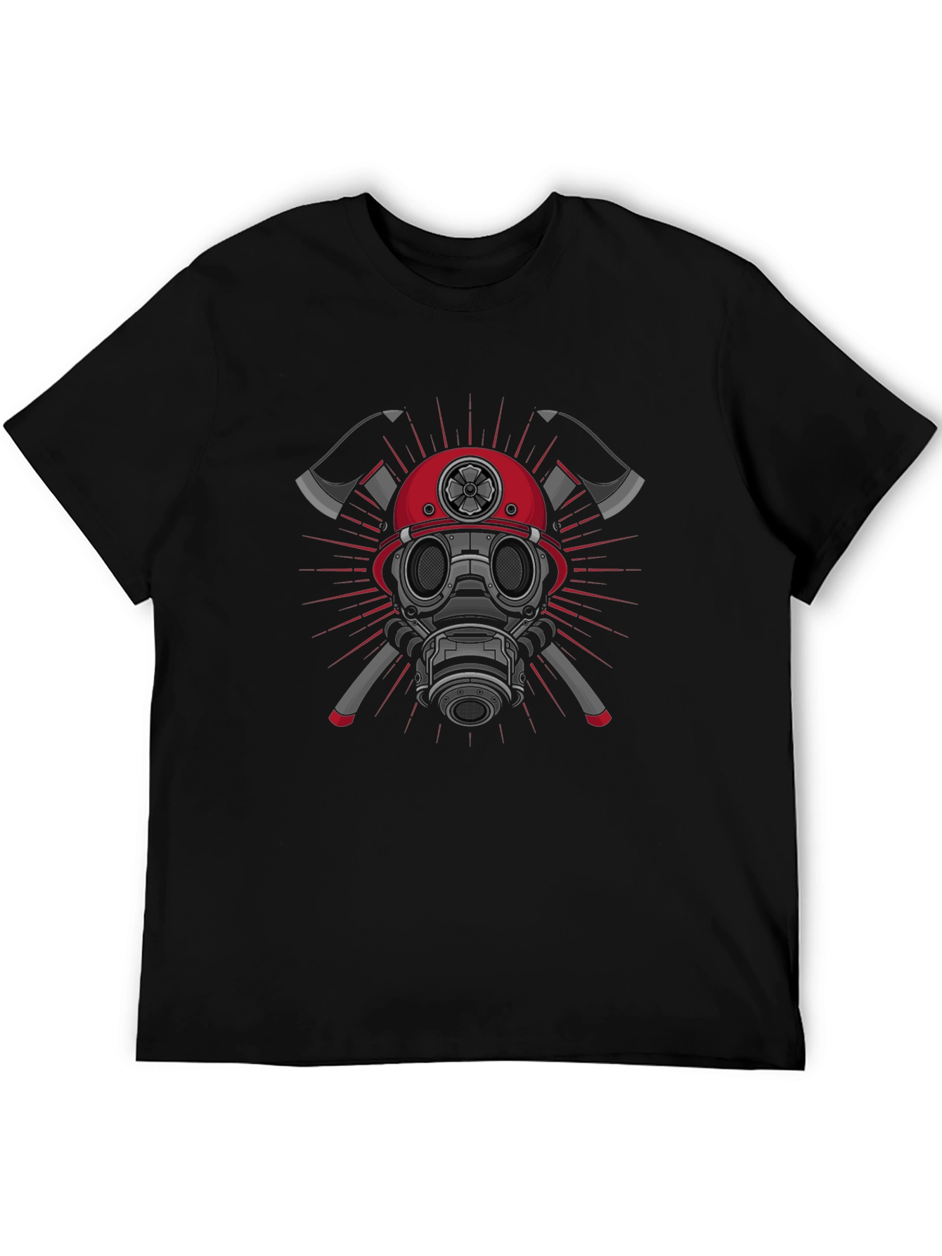 Firefighter Graphic T-Shirt - Axes & Mask Design