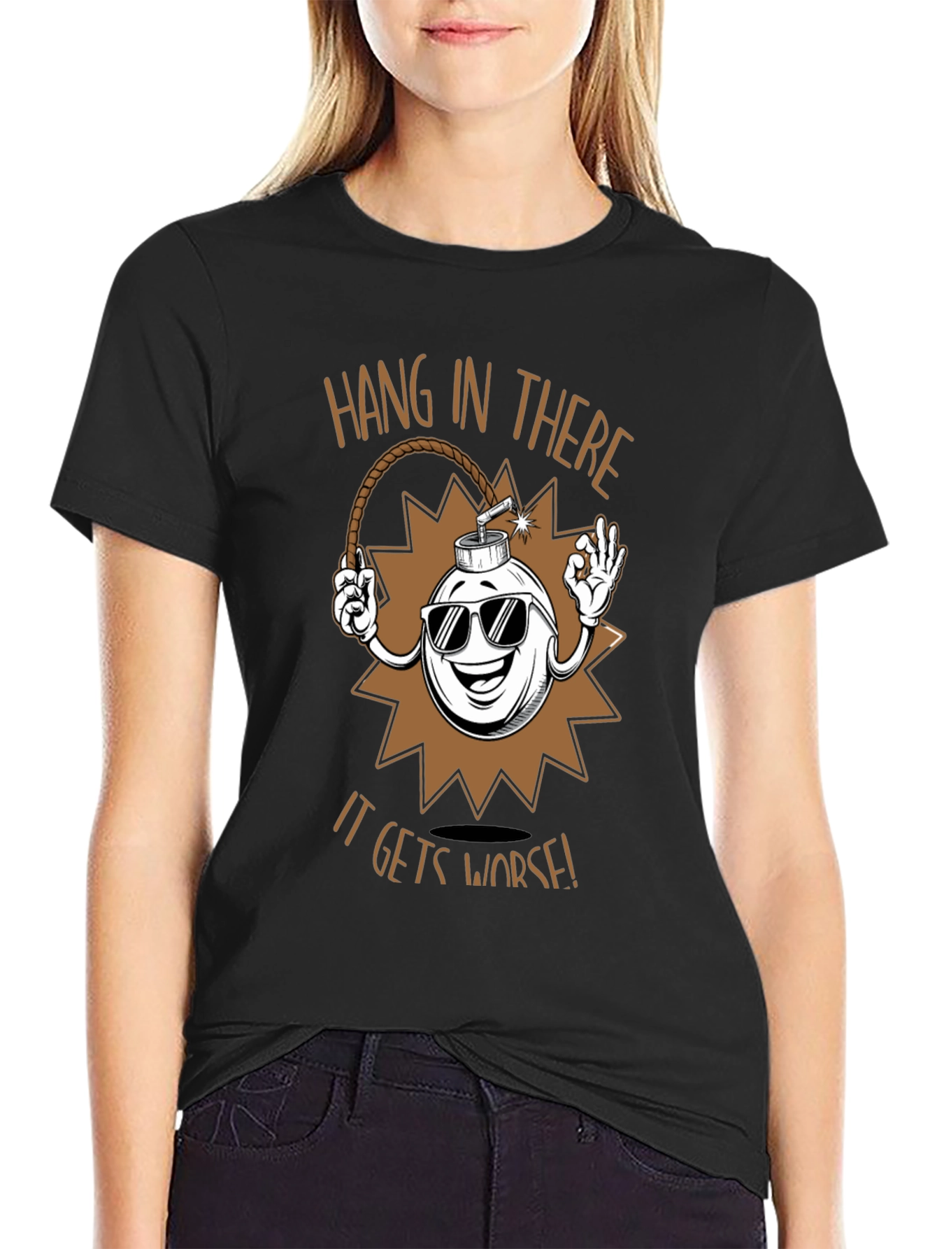 Hang In There T-Shirt - Funny Bomb Design