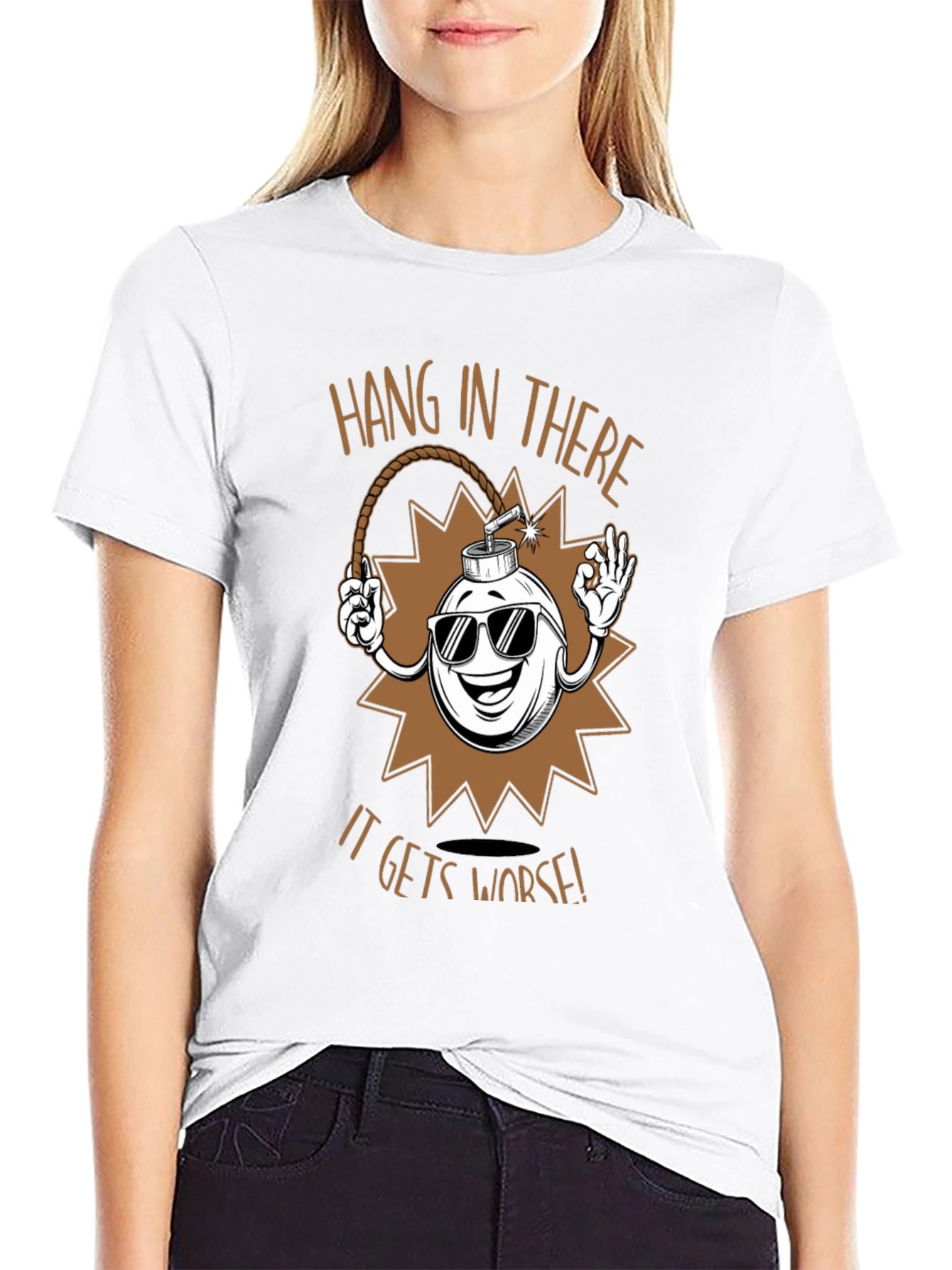 Hang In There T-Shirt - Funny Bomb Design