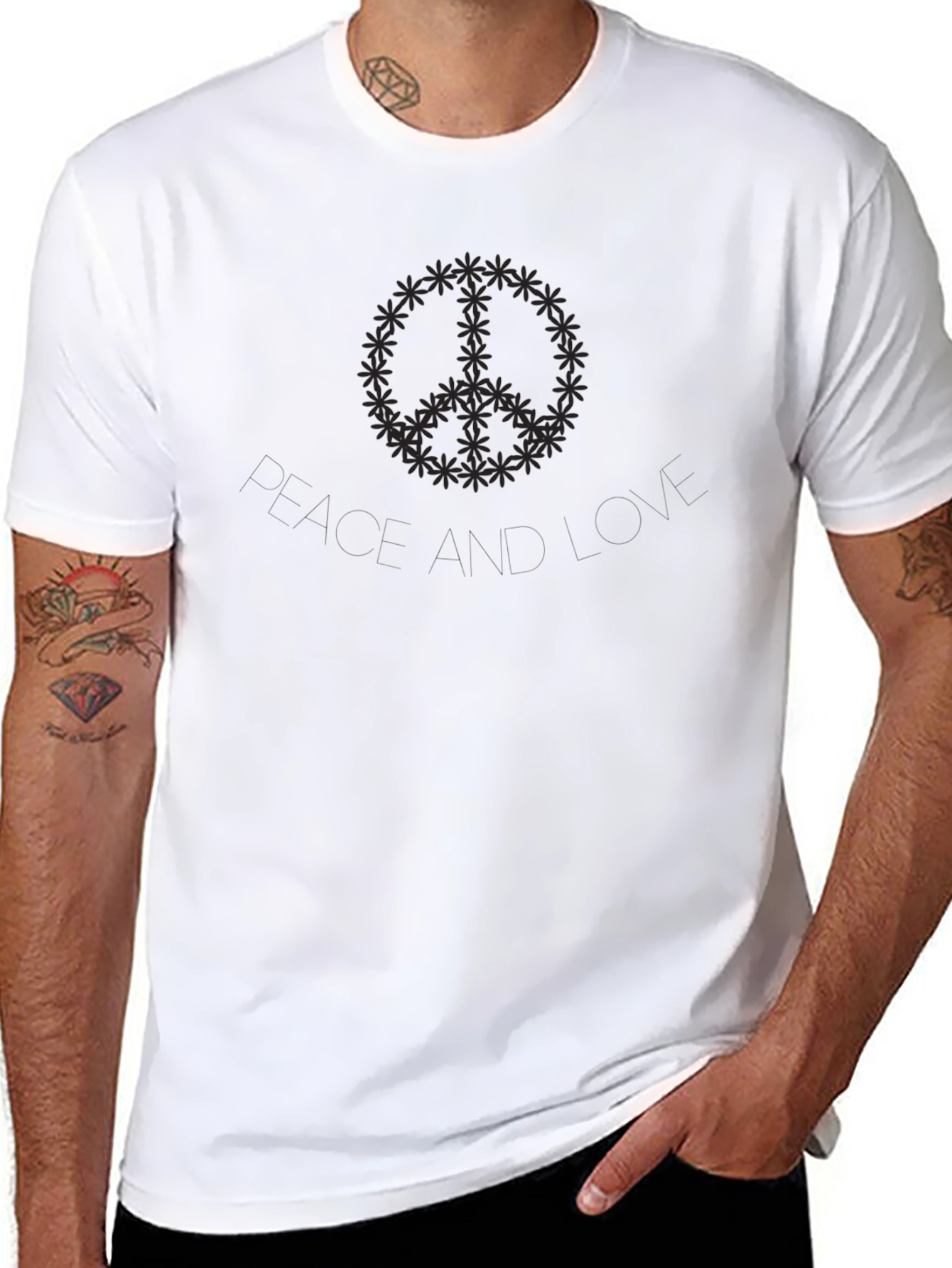 Peace and Love Graphic Tee - Black