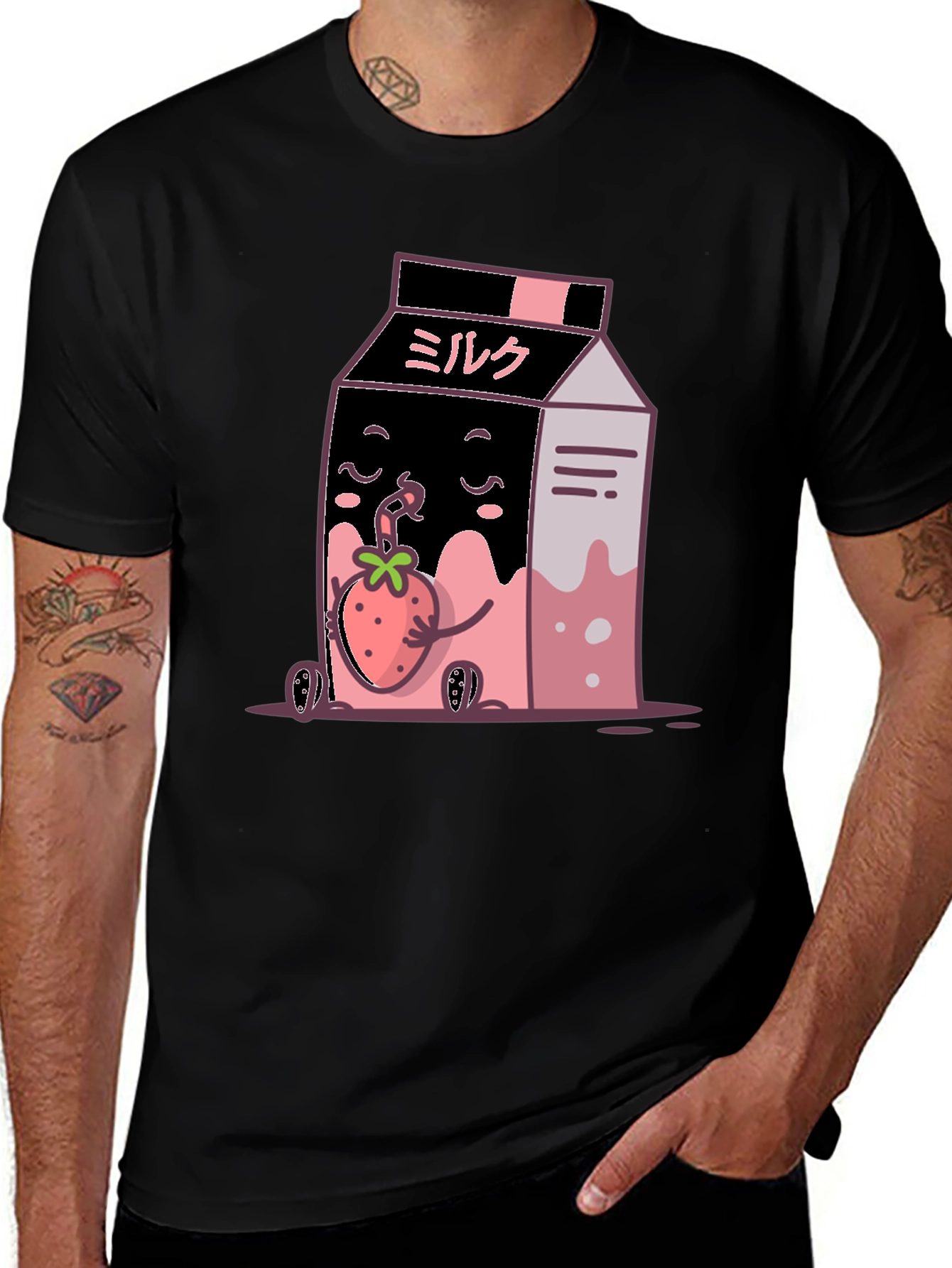 Strawberry Milk Cartoon Graphic T-Shirt