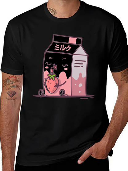 Strawberry Milk Cartoon Graphic T-Shirt