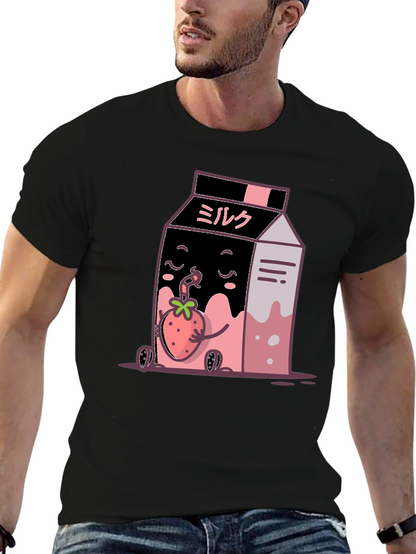 Strawberry Milk Cartoon Graphic T-Shirt