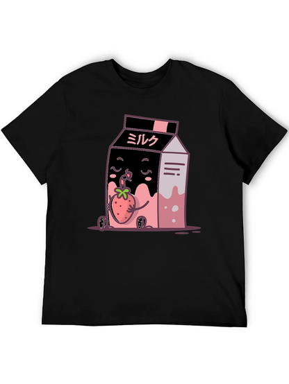 Strawberry Milk Cartoon Graphic T-Shirt