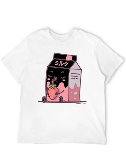 Strawberry Milk Cartoon Graphic T-Shirt