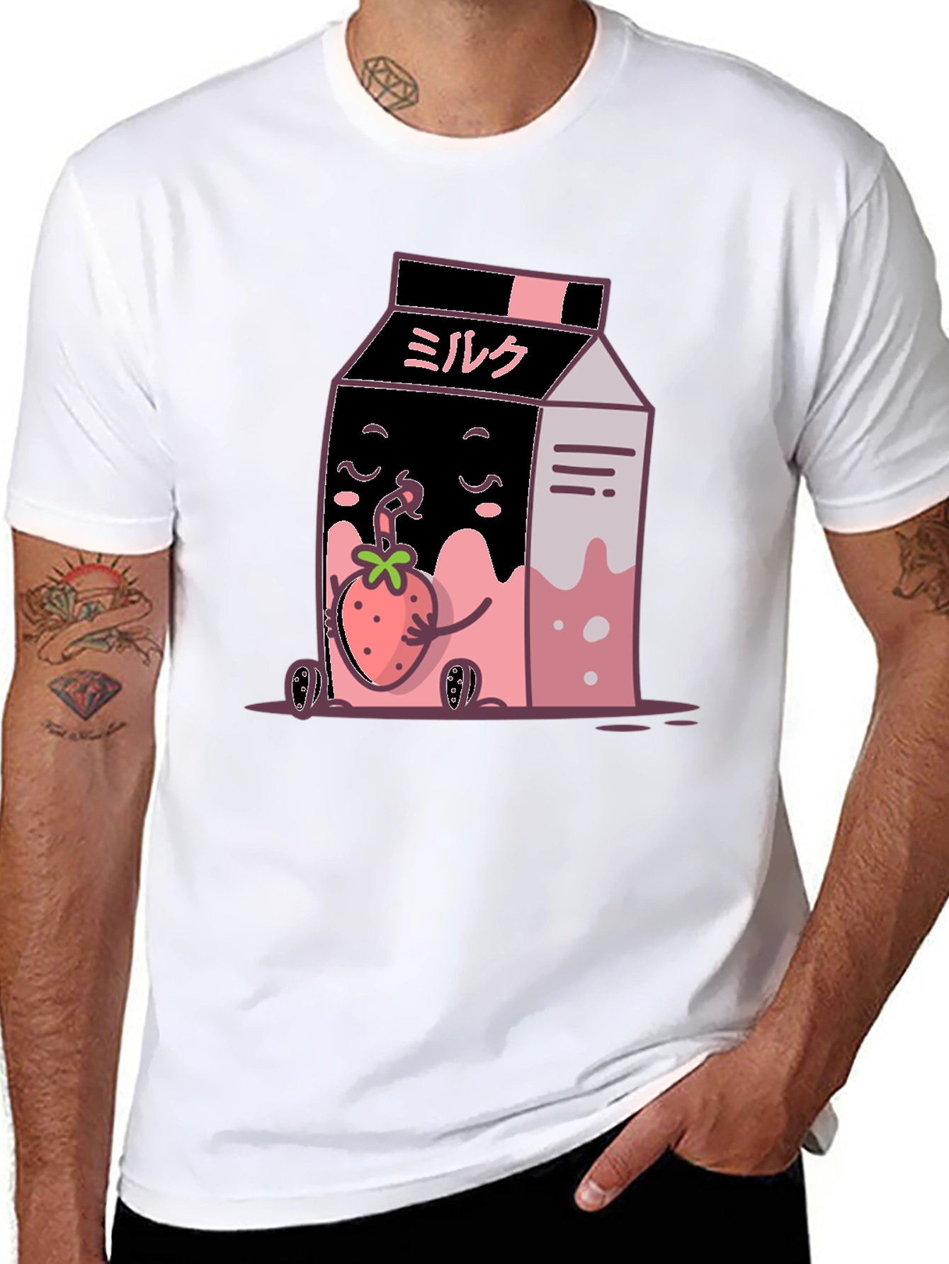 Strawberry Milk Cartoon Graphic T-Shirt