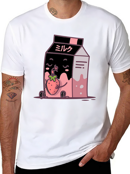 Strawberry Milk Cartoon Graphic T-Shirt