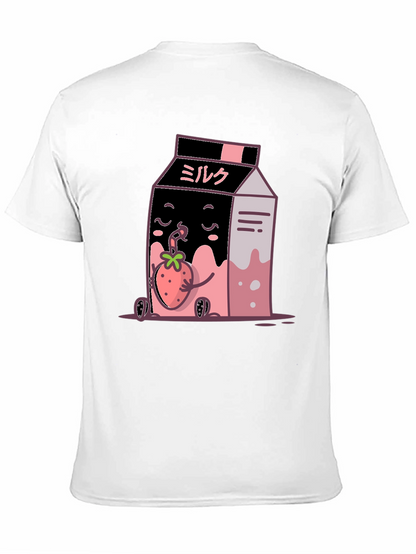 Strawberry Milk Cartoon Graphic T-Shirt