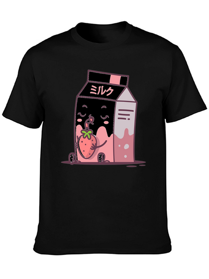 Strawberry Milk Cartoon Graphic T-Shirt