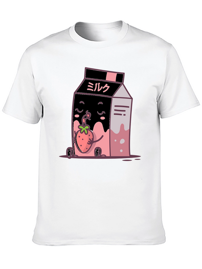 Strawberry Milk Cartoon Graphic T-Shirt