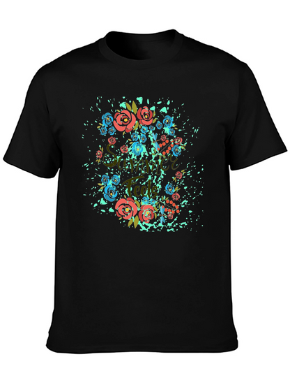 Floral Summer T-Shirt - Stylish Black Tee