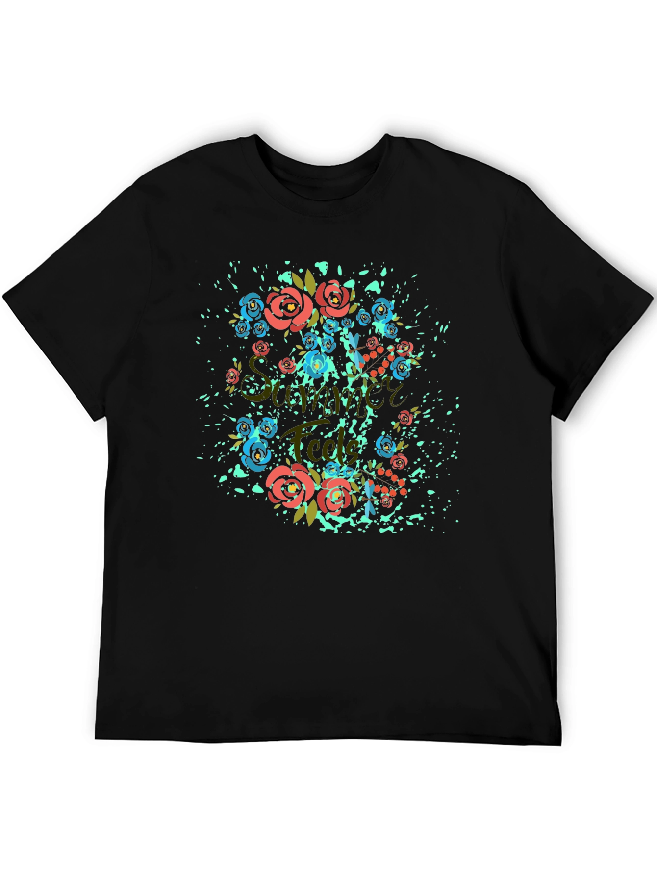 Floral Summer T-Shirt - Stylish Black Tee