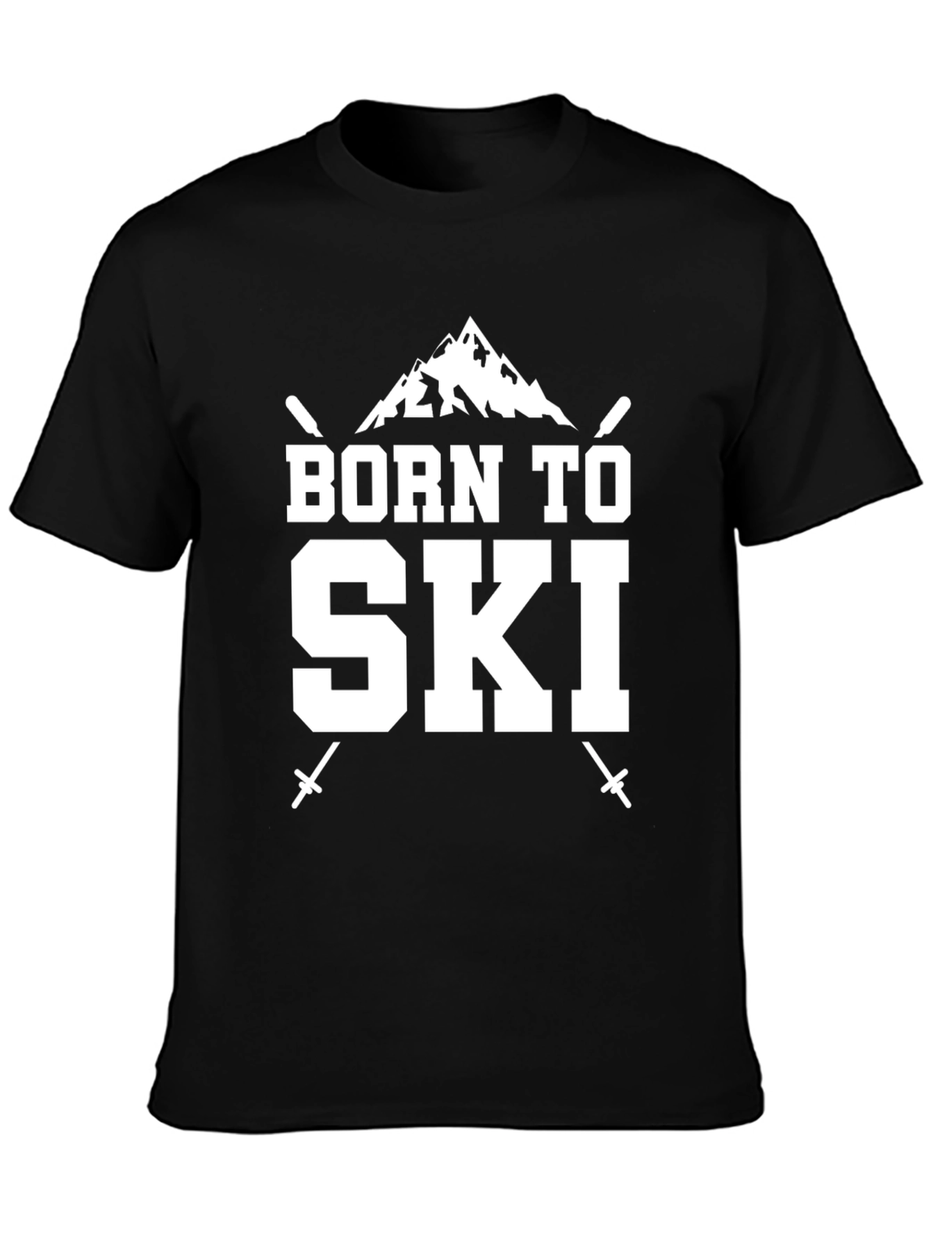 Born to Ski Black T-Shirt Skiing Mountain Tee
