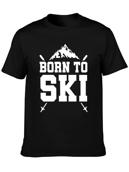 Born to Ski Black T-Shirt Skiing Mountain Tee
