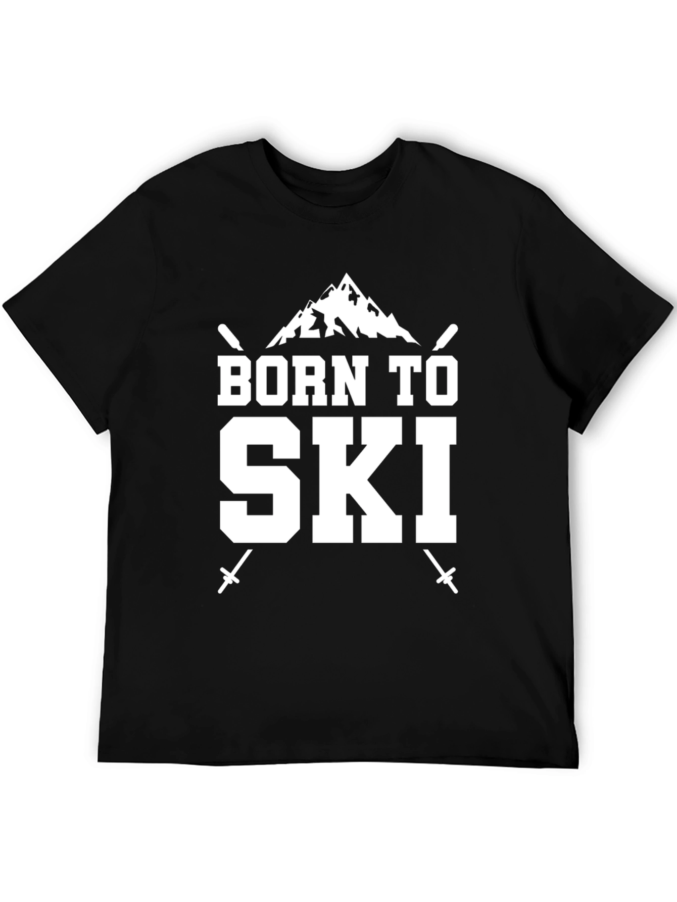 Born to Ski Black T-Shirt Skiing Mountain Tee