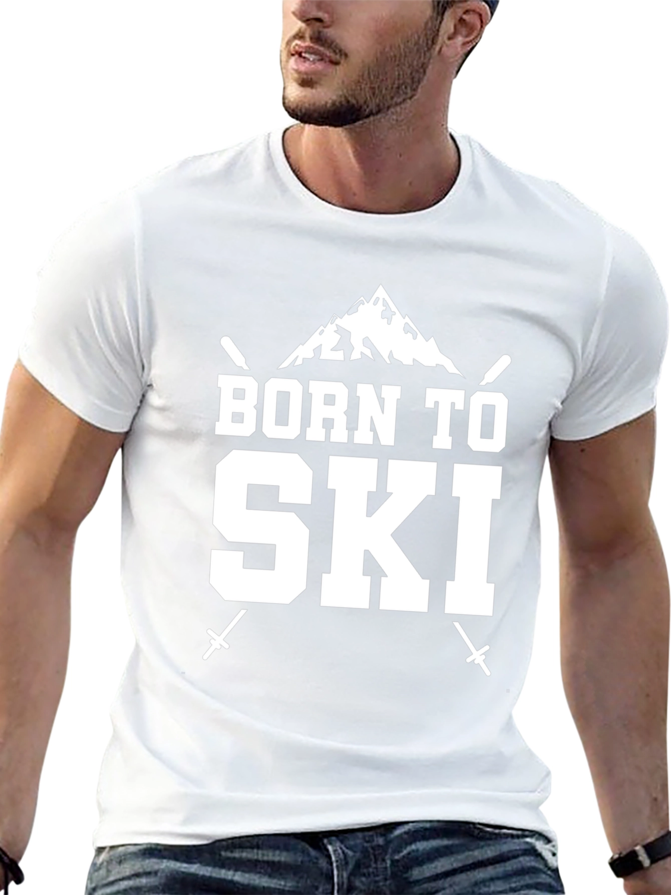 Born to Ski Black T-Shirt Skiing Mountain Tee