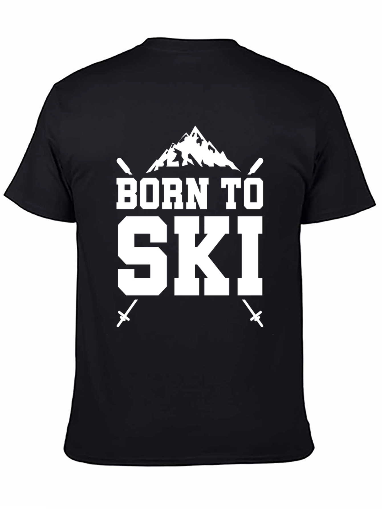Born to Ski Black T-Shirt Skiing Mountain Tee