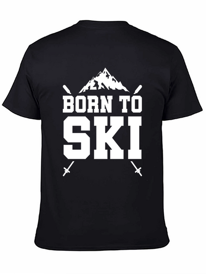 Born to Ski Black T-Shirt Skiing Mountain Tee