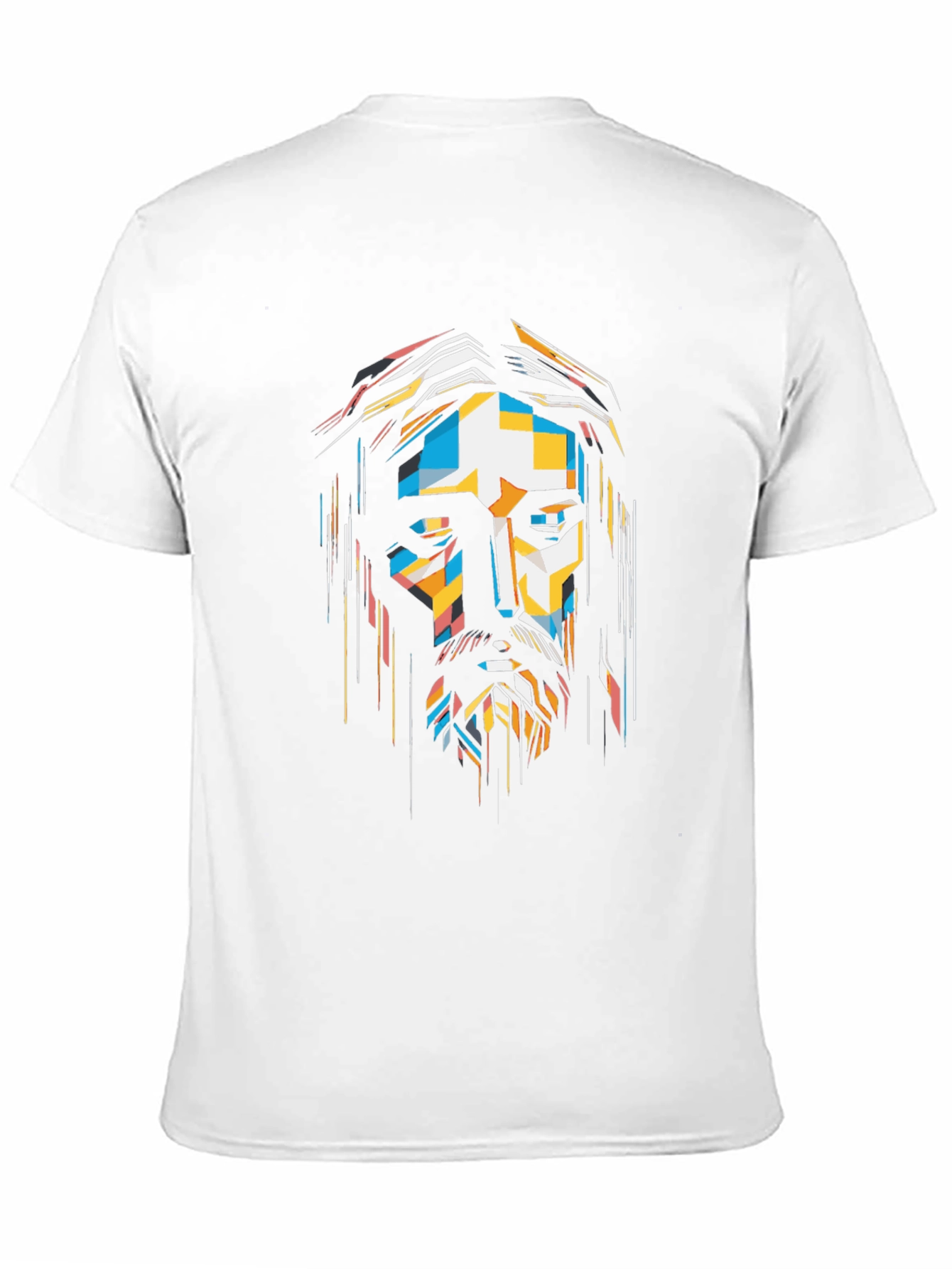 Abstract Geometric Jesus Graphic Print Black T-Shirt