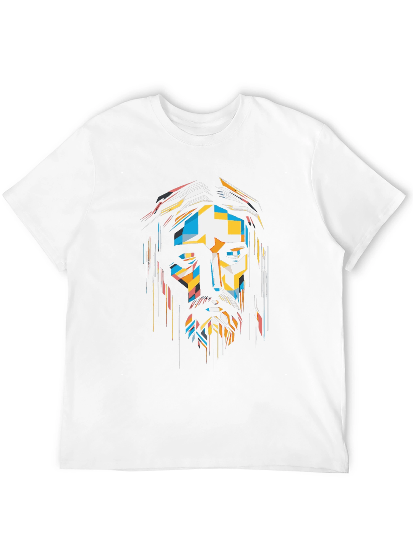 Abstract Geometric Jesus Graphic Print Black T-Shirt