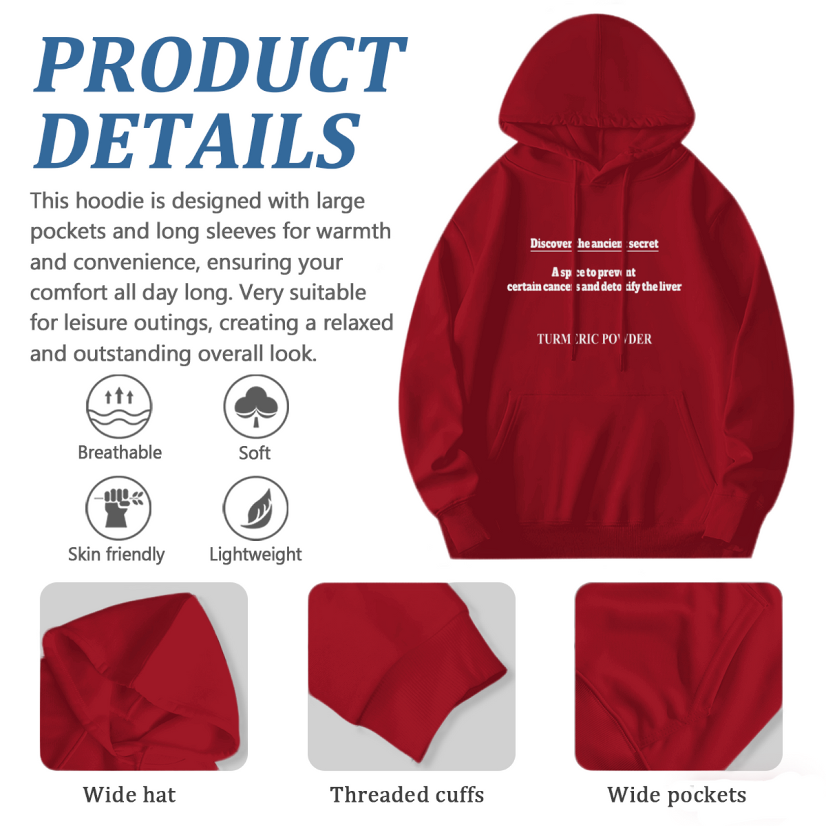 Cool Graphic Hoodie - Turmeric Health Benefits