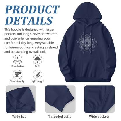 Navy Blue Mandala Lotus Sacred Geometry Hoodie