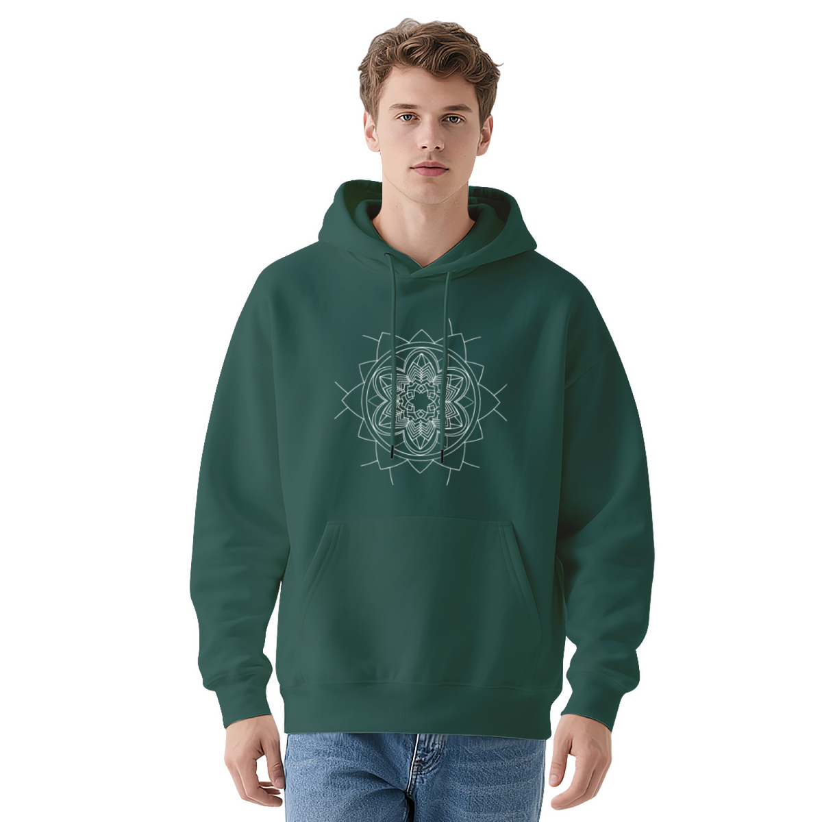 Navy Blue Mandala Lotus Sacred Geometry Hoodie