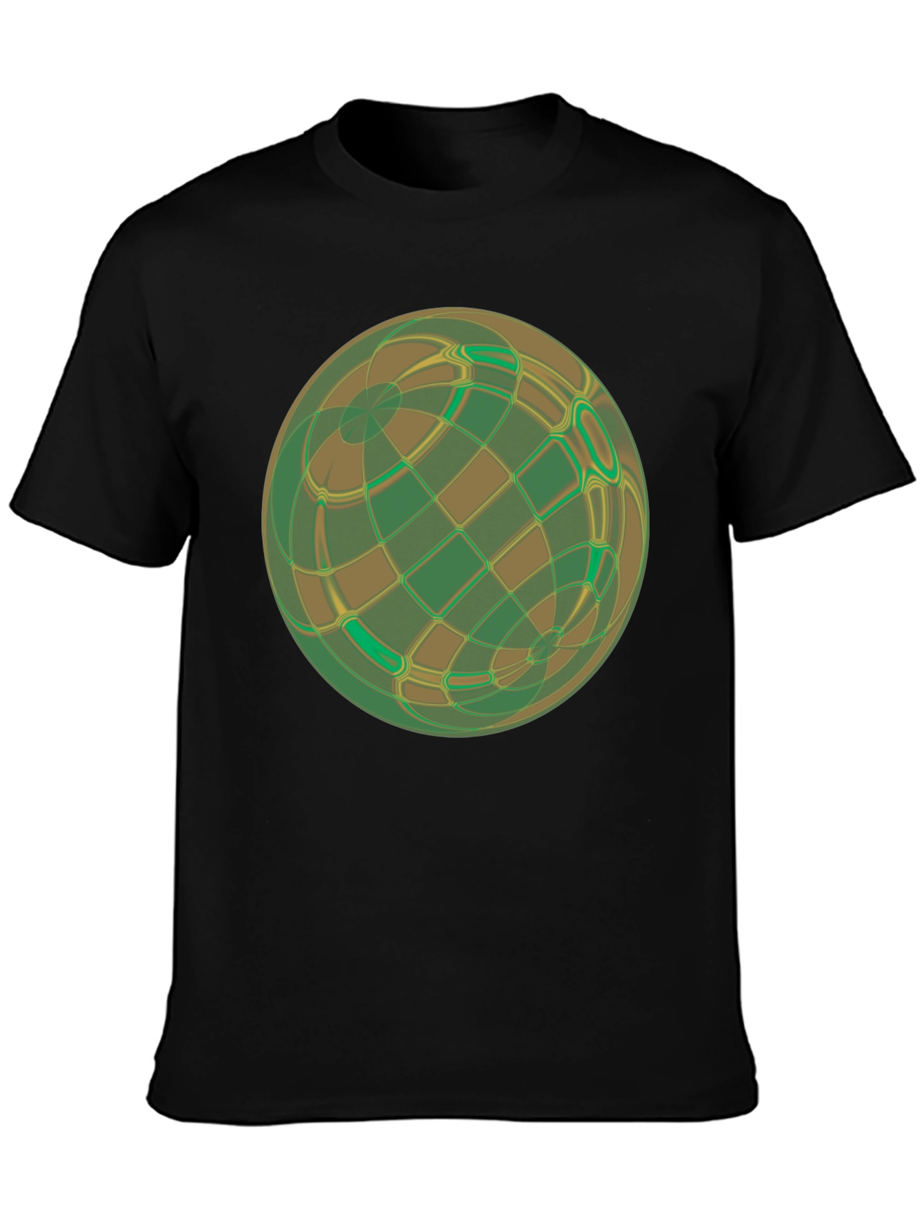Abstract Geometric Earth Graphic Tee - Black