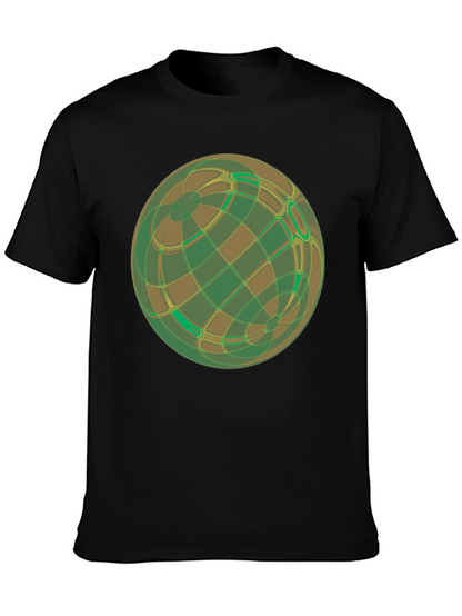 Abstract Geometric Earth Graphic Tee - Black