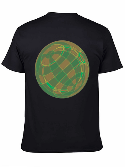 Abstract Geometric Earth Graphic Tee - Black