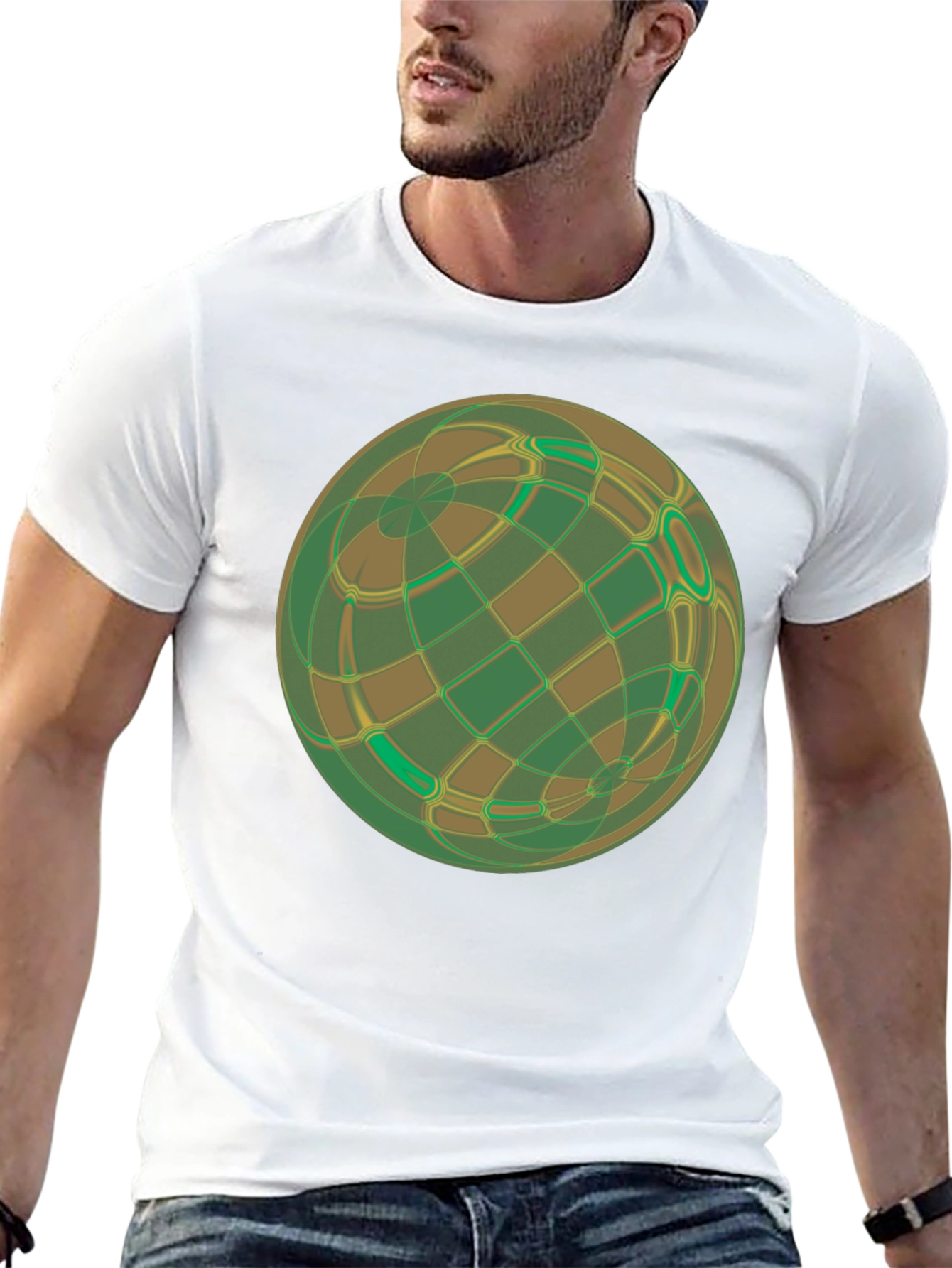 Abstract Geometric Earth Graphic Tee - Black