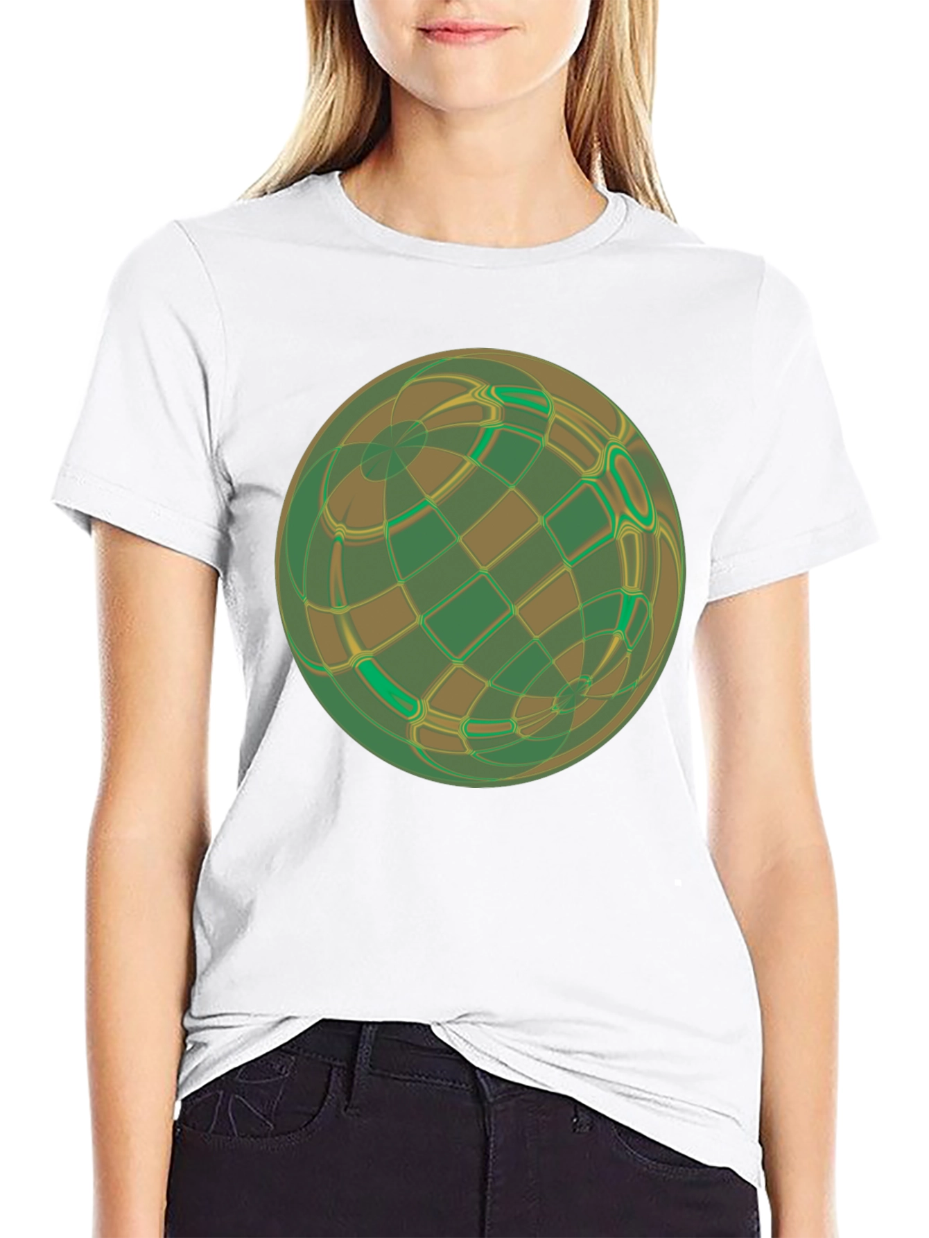 Abstract Geometric Earth Graphic Tee - Black