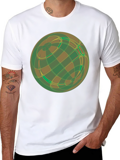Abstract Geometric Earth Graphic Tee - Black
