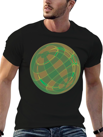 Abstract Geometric Earth Graphic Tee - Black