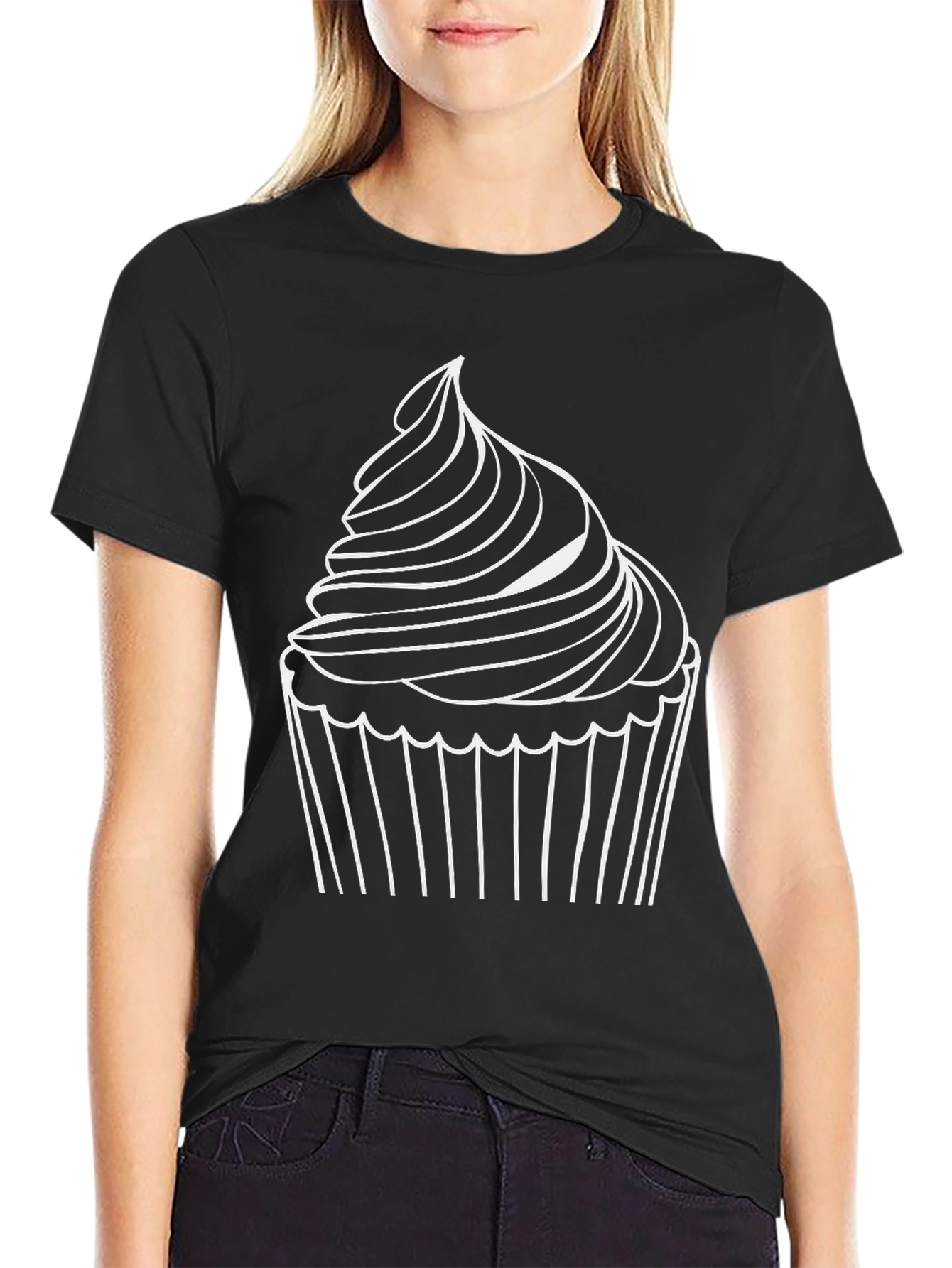 Cupcake Graphic Tee - Soft Black T-Shirt