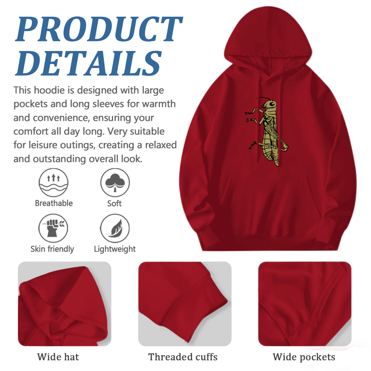 Streetwear Hoodie - Cricket Illustration