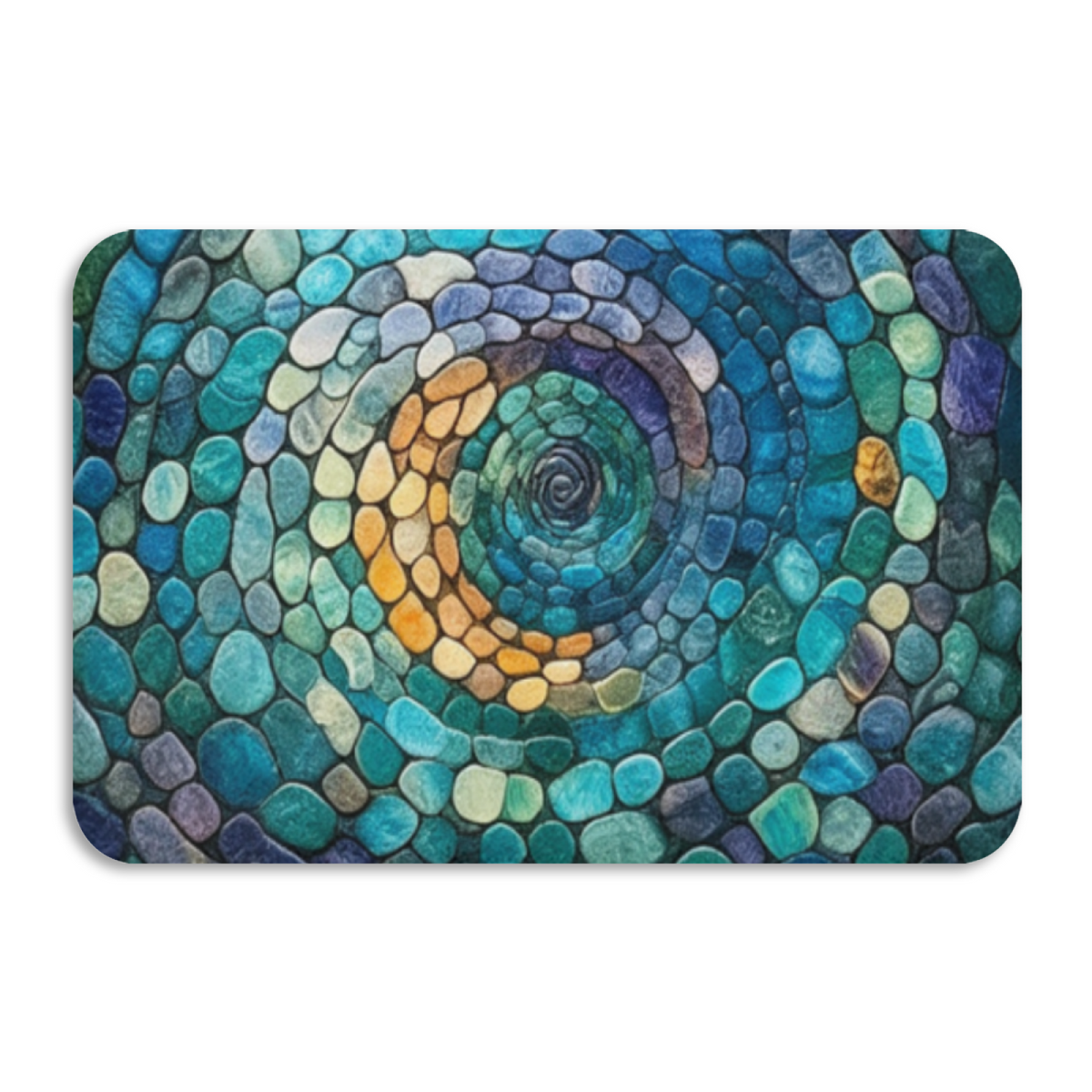 Mosaic Spiral Pebble Art Diatomite Bath Mat