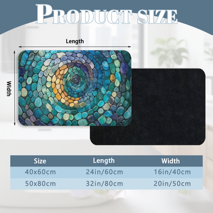 Mosaic Spiral Pebble Art Diatomite Bath Mat
